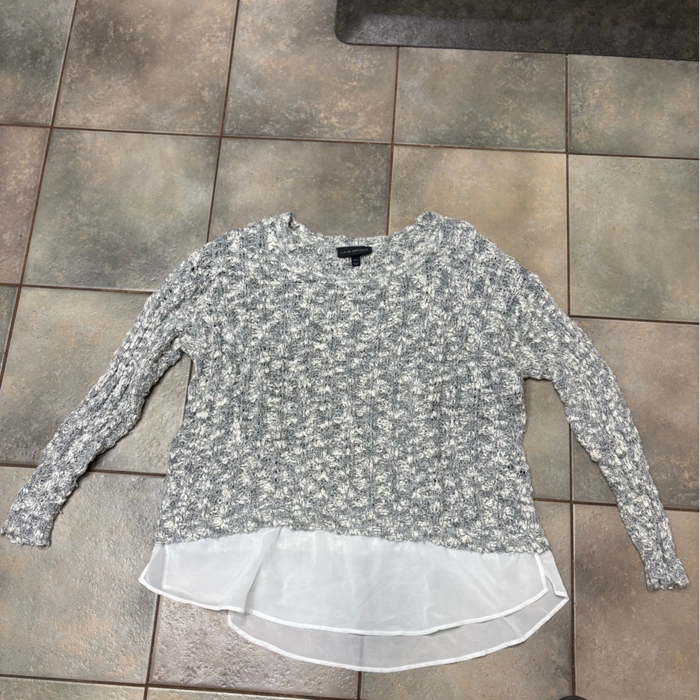 Lane Bryant Textured Gray and White Sweater